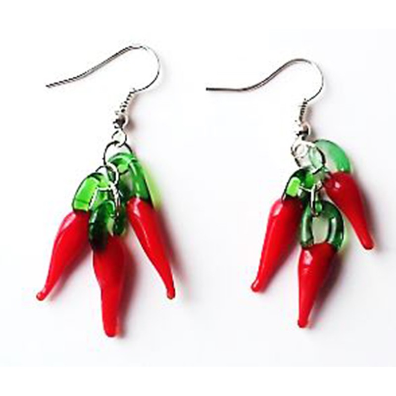 Boucles d’oreilles 3 piments verre