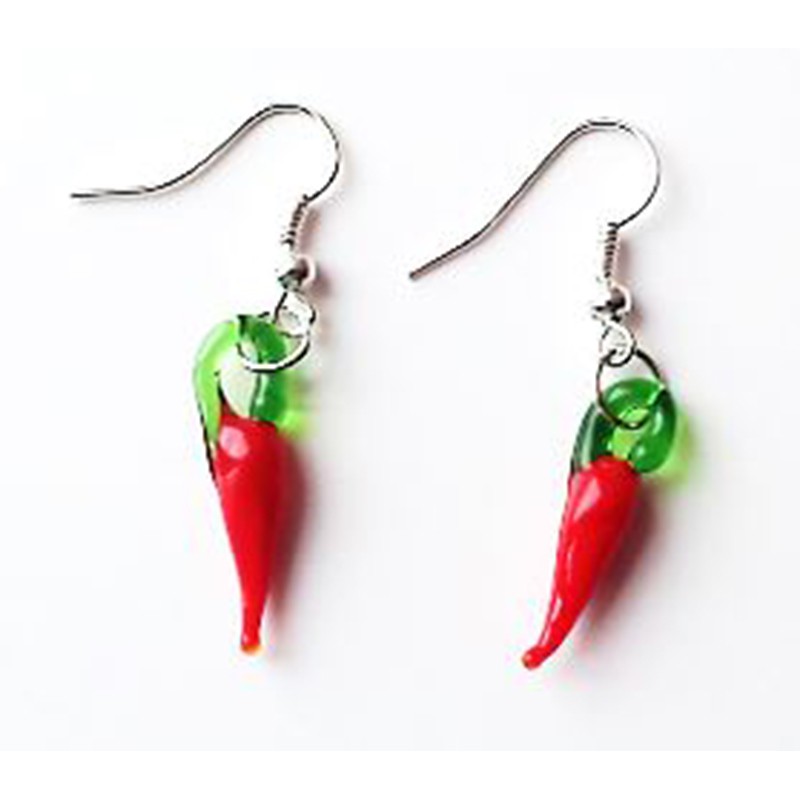 Boucles d’oreilles 1 piment verre