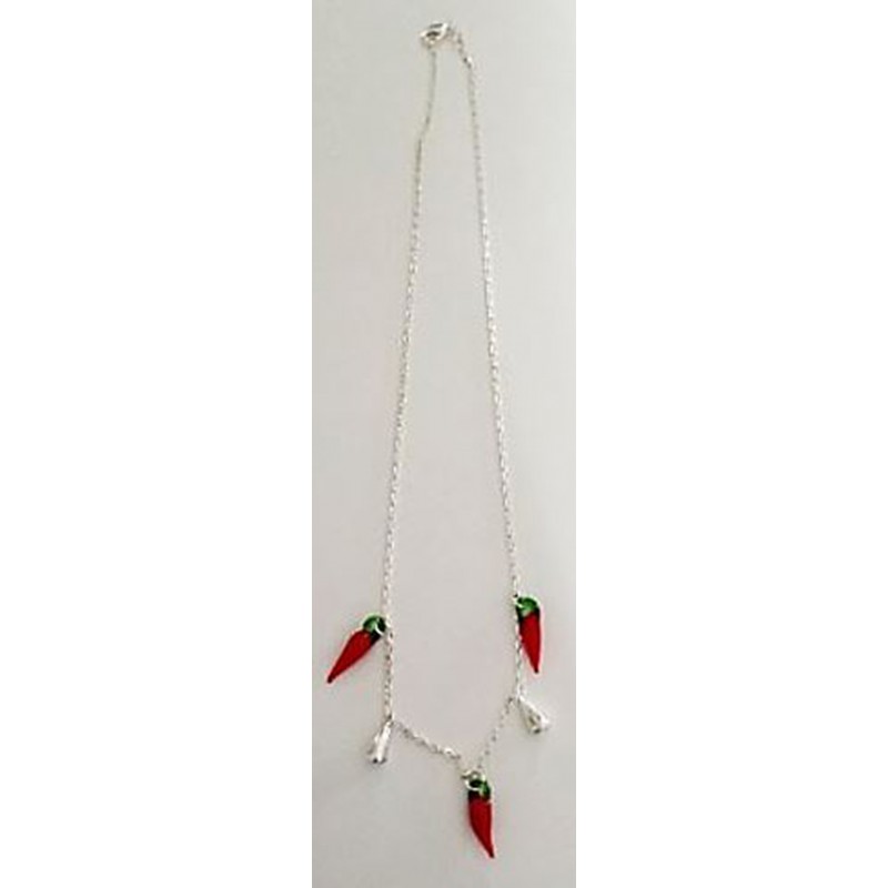 Collier argent gouttes 3 piments verre