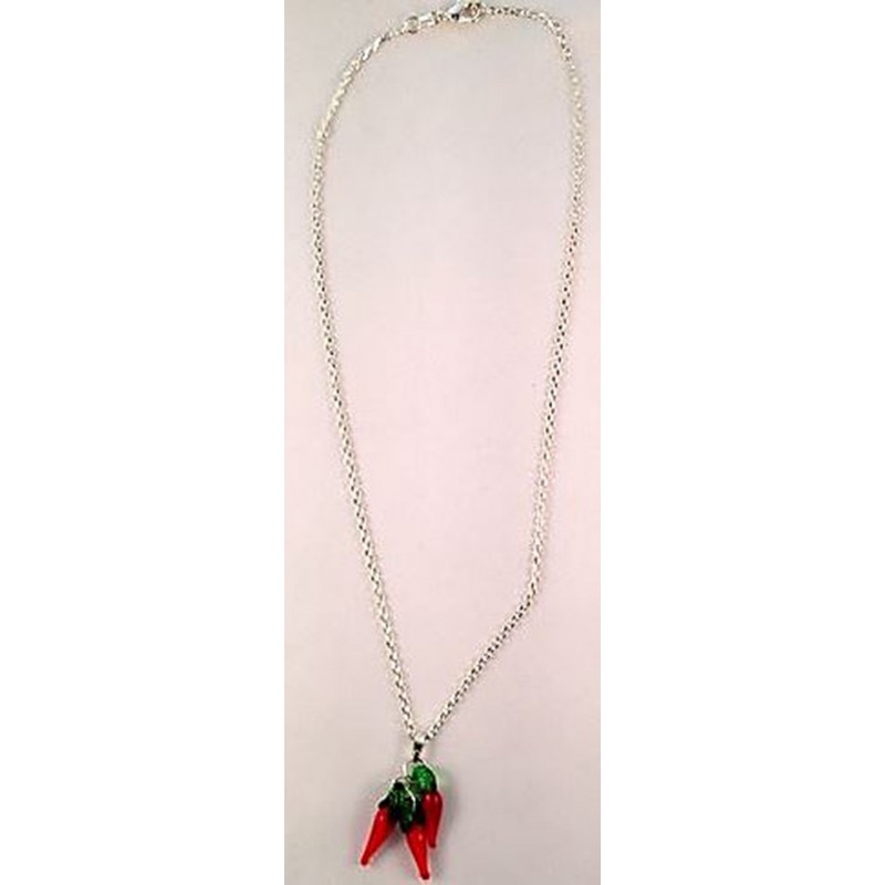 Collier en argent 3 piments verre