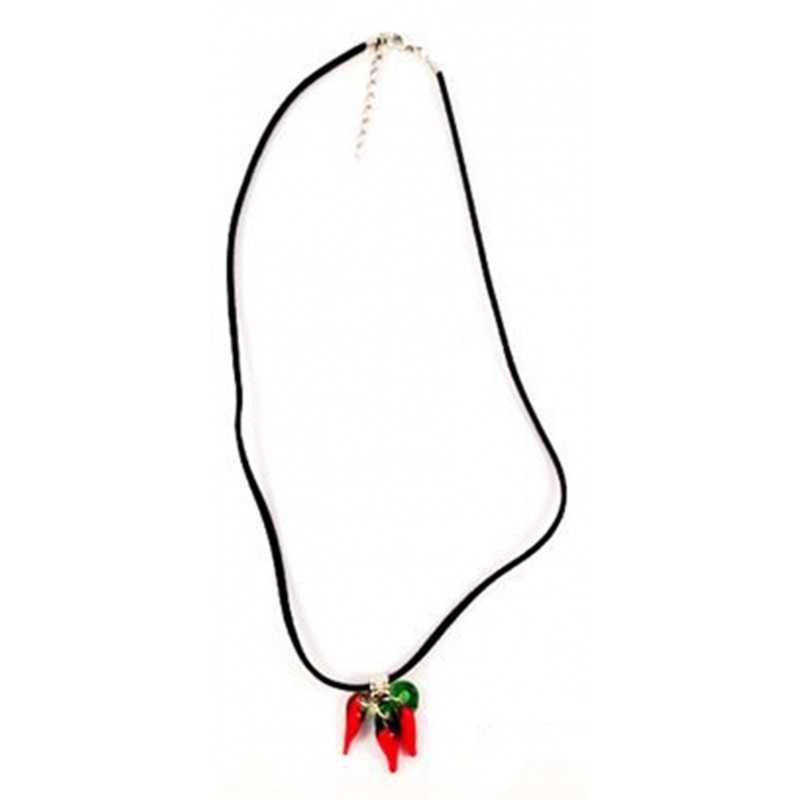 Collier velours noir 3 piments verre