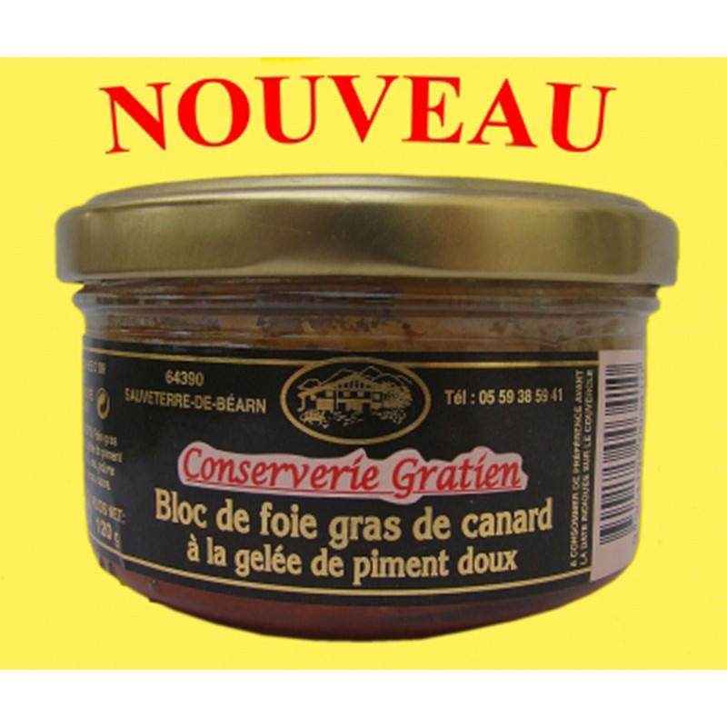 Bloc de foie gras de canard à la gelée de piment 120g