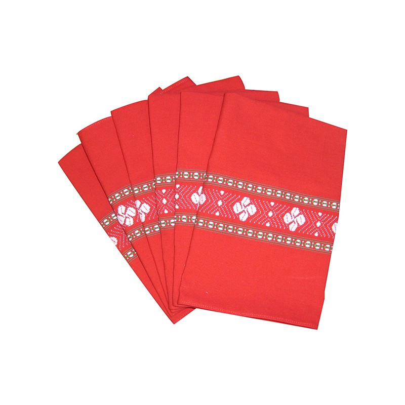 Six serviettes de table rouge