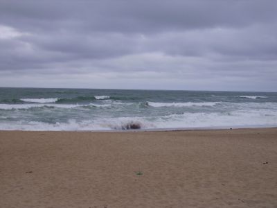 Pas beaucoup de monde sur la plage de la Madrague à Anglet